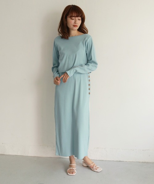 CLEIO(クレイオ)の「入荷なし【CLEIO】2WAYテレコレイヤードワンピース(ワンピース・レディース・ブラック/サックスブルー/アイボリー/モカ・FREE)」の19枚目の写真