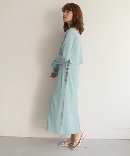 CLEIO(クレイオ)の「入荷なし【CLEIO】2WAYテレコレイヤードワンピース(ワンピース・レディース・ブラック/サックスブルー/アイボリー/モカ・FREE)」の18枚目の写真