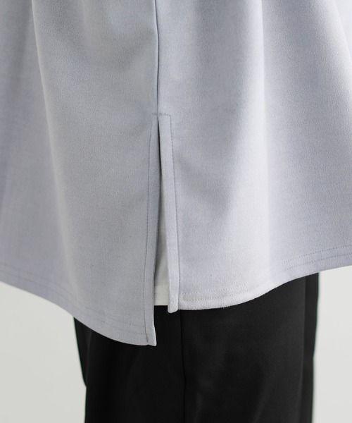 LILL（リル）の「フェイクスウェードサイドスリットビッグシルエットプルオーバー（Tシャツ/カットソー・メンズ・ブラック/ベージュ/グレー/サックスブルー/チャコール・M/L）」の18枚目の写真