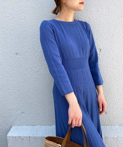 PICCIN(ピッチン)の「クロシェ編みリブニットワンピース(ワンピース・レディース・ブルー/ブラック・M)」の14枚目の写真