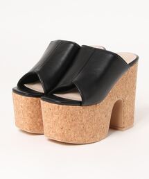 RASVOA | スクエアトゥコルクヒール厚底サンダル(サンダル)
