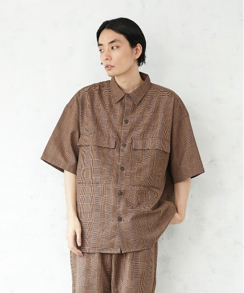 JEANS MATE(ジーンズメイト)の「ビッグシルエットチェックCPOシャツ/チェックシェフパンツ セットアップ対応品番(セットアップ・メンズ・ベージュ/ブラウン/ブラウン系その他/ベージュ系その他・MEDIUM/LARGE/X-LARGE)」の1枚目の写真