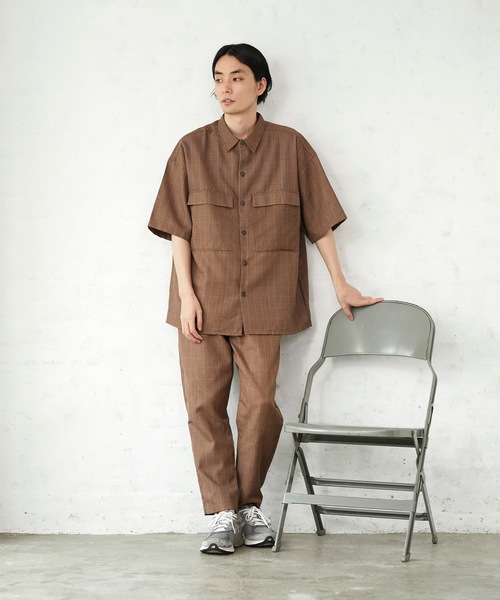 JEANS MATE(ジーンズメイト)の「ビッグシルエットチェックCPOシャツ/チェックシェフパンツ セットアップ対応品番(セットアップ・メンズ・ベージュ/ブラウン/ブラウン系その他/ベージュ系その他・MEDIUM/LARGE/X-LARGE)」の5枚目の写真