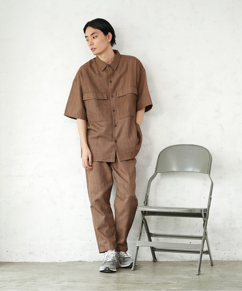 JEANS MATE(ジーンズメイト)の「ビッグシルエットチェックCPOシャツ/チェックシェフパンツ セットアップ対応品番(セットアップ・メンズ・ベージュ/ブラウン/ブラウン系その他/ベージュ系その他・MEDIUM/LARGE/X-LARGE)」の6枚目の写真