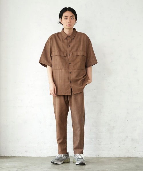 JEANS MATE(ジーンズメイト)の「ビッグシルエットチェックCPOシャツ/チェックシェフパンツ セットアップ対応品番(セットアップ・メンズ・ベージュ/ブラウン/ブラウン系その他/ベージュ系その他・MEDIUM/LARGE/X-LARGE)」の7枚目の写真