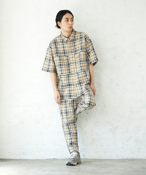 JEANS MATE(ジーンズメイト)の「ビッグシルエットチェックCPOシャツ/チェックシェフパンツ セットアップ対応品番(セットアップ・メンズ・ベージュ/ブラウン/ブラウン系その他/ベージュ系その他・MEDIUM/LARGE/X-LARGE)」の16枚目の写真