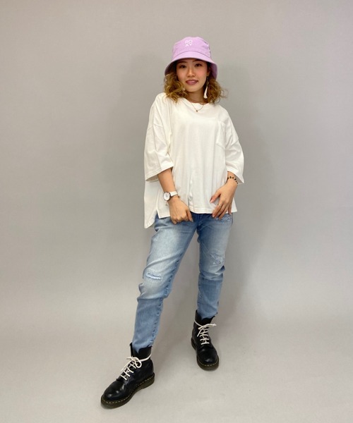 BILLABONG（ビラボン）の「BILLABONG/ビラボン   ビッグシルエット  バックプリントロゴTシャツ  BB013-212（Tシャツ/カットソー・レディース・ベージュ/ホワイト/パープル/ブラック・L/M）」の13枚目の写真