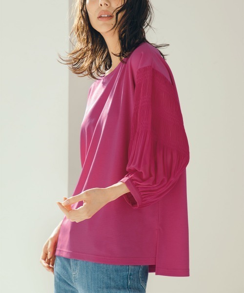 RANAN（ラナン）の「接触冷感/袖プリーツカットソープルオーバー（Tシャツ/カットソー・レディース・ピンク/ライトグレー/オフホワイト/ブラック/オレンジ系その他/ネイビー/ダークブルー/グリーン・LL/M/L）」の7枚目の写真