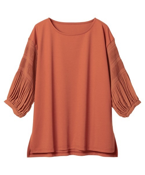 RANAN（ラナン）の「接触冷感/袖プリーツカットソープルオーバー（Tシャツ/カットソー・レディース・ピンク/ライトグレー/オフホワイト/ブラック/オレンジ系その他/ネイビー/ダークブルー/グリーン・LL/M/L）」の14枚目の写真