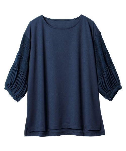 RANAN（ラナン）の「接触冷感/袖プリーツカットソープルオーバー（Tシャツ/カットソー・レディース・ピンク/ライトグレー/オフホワイト/ブラック/オレンジ系その他/ネイビー/ダークブルー/グリーン・LL/M/L）」の13枚目の写真