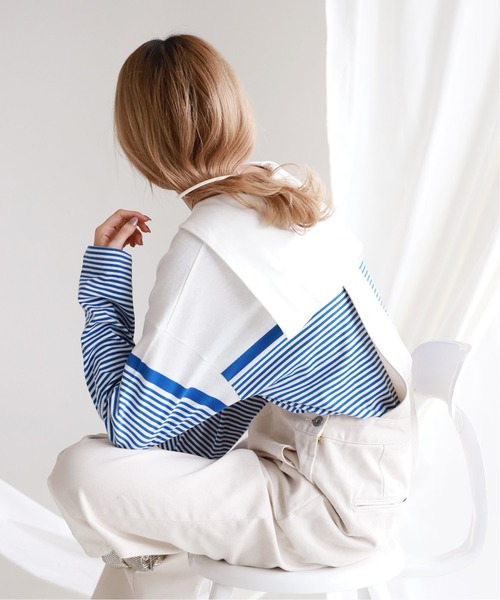 SLOBE citron.（スローブシトロン）の「SLOBE citron.セーラーロンT【手洗い可能】◆（Tシャツ/カットソー・レディース・グリーン/ブルー/パープル・FREE）」の3枚目の写真