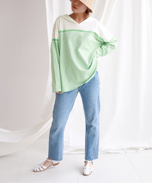 SLOBE citron.（スローブシトロン）の「SLOBE citron.セーラーロンT【手洗い可能】◆（Tシャツ/カットソー・レディース・グリーン/ブルー/パープル・FREE）」の17枚目の写真