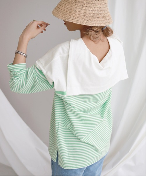 SLOBE citron.（スローブシトロン）の「SLOBE citron.セーラーロンT【手洗い可能】◆（Tシャツ/カットソー・レディース・グリーン/ブルー/パープル・FREE）」の13枚目の写真