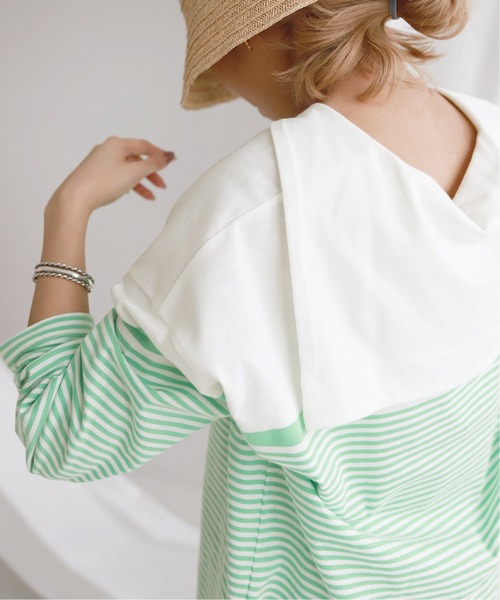 SLOBE citron.（スローブシトロン）の「SLOBE citron.セーラーロンT【手洗い可能】◆（Tシャツ/カットソー・レディース・グリーン/ブルー/パープル・FREE）」の20枚目の写真