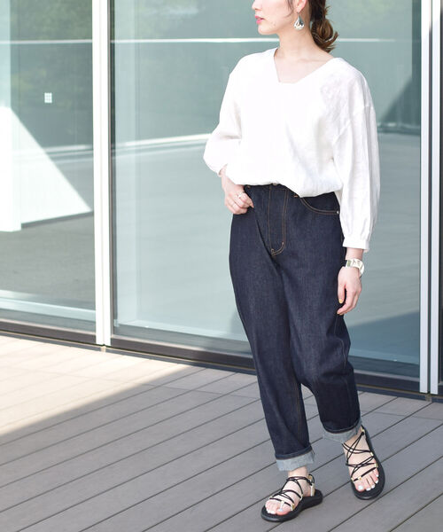 Ray BEAMS（レイビームス）の「Ray BEAMS / リネン コクーン Vネック シャツ（シャツ/ブラウス・レディース・ホワイト/ブラック/ラベンダー・ONE SIZE）」の10枚目の写真