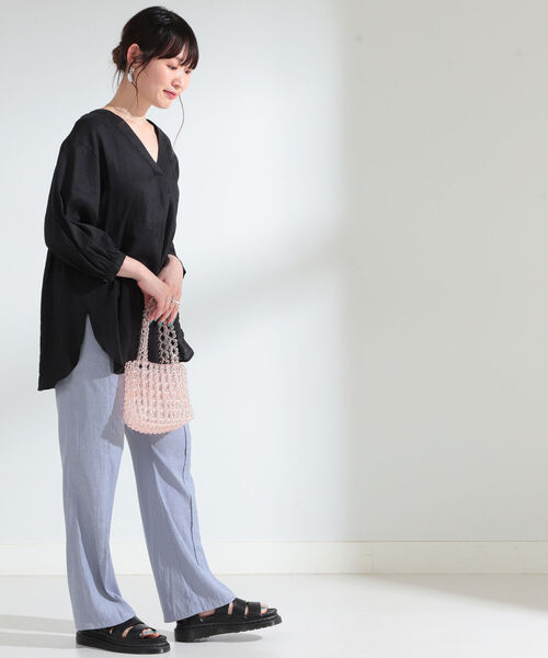 Ray BEAMS（レイビームス）の「Ray BEAMS / リネン コクーン Vネック シャツ（シャツ/ブラウス・レディース・ホワイト/ブラック/ラベンダー・ONE SIZE）」の14枚目の写真