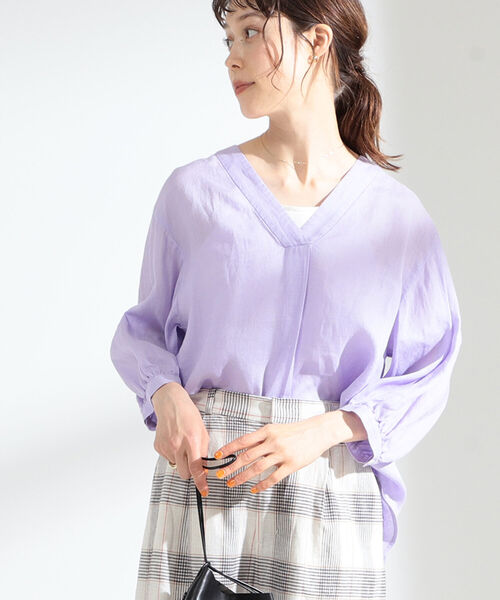Ray BEAMS（レイビームス）の「Ray BEAMS / リネン コクーン Vネック シャツ（シャツ/ブラウス・レディース・ホワイト/ブラック/ラベンダー・ONE SIZE）」の18枚目の写真