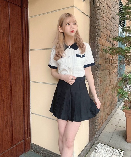 Voyage titty&Co.PETIT（ボヤージュティティアンドコープチ）の「【Voyage titty&Co.】voyage2021SSポロニットプルオーバー（ニット/セーター・レディース・ブラック/オフホワイト/グリーン・FREE）」の6枚目の写真