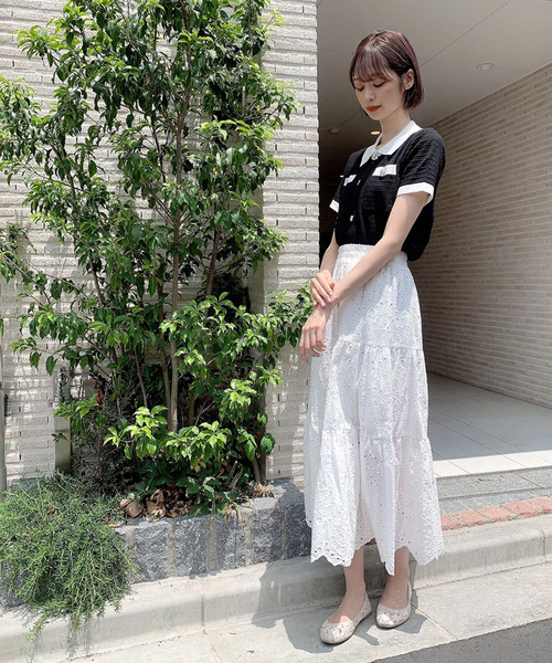 Voyage titty&Co.PETIT（ボヤージュティティアンドコープチ）の「【Voyage titty&Co.】voyage2021SSポロニットプルオーバー（ニット/セーター・レディース・ブラック/オフホワイト/グリーン・FREE）」の12枚目の写真