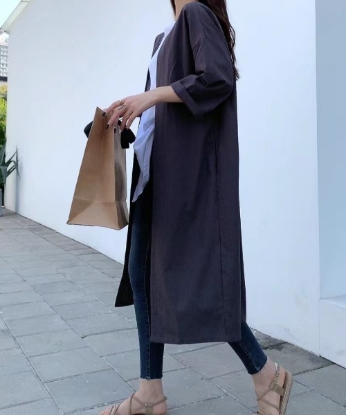 ABITOKYO（アビトーキョー）の「綿麻ロングカーディガン（カーディガン/ボレロ・レディース・ネイビー/カーキ/ライトカーキ/ブラウン/ベージュ/シャーベット/チャコールグレー/ブルーグレー/グレー/アイボリー/イエロー・M/L）」の21枚目の写真