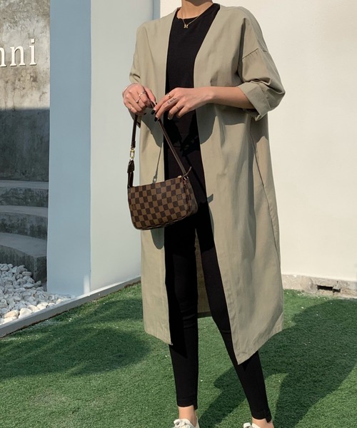 ABITOKYO（アビトーキョー）の「綿麻ロングカーディガン（カーディガン/ボレロ・レディース・ネイビー/カーキ/ライトカーキ/ブラウン/ベージュ/シャーベット/チャコールグレー/ブルーグレー/グレー/アイボリー/イエロー・M/L）」の12枚目の写真