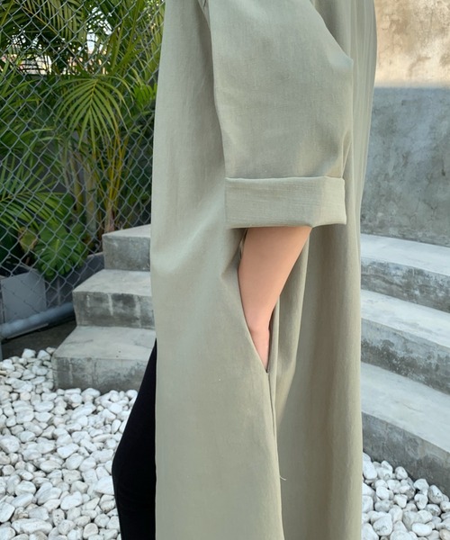 ABITOKYO（アビトーキョー）の「綿麻ロングカーディガン（カーディガン/ボレロ・レディース・ネイビー/カーキ/ライトカーキ/ブラウン/ベージュ/シャーベット/チャコールグレー/ブルーグレー/グレー/アイボリー/イエロー・M/L）」の17枚目の写真