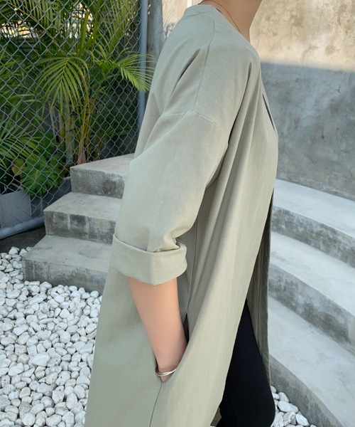 ABITOKYO（アビトーキョー）の「綿麻ロングカーディガン（カーディガン/ボレロ・レディース・ネイビー/カーキ/ライトカーキ/ブラウン/ベージュ/シャーベット/チャコールグレー/ブルーグレー/グレー/アイボリー/イエロー・M/L）」の19枚目の写真