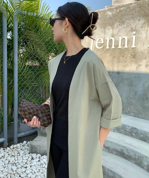 ABITOKYO（アビトーキョー）の「綿麻ロングカーディガン（カーディガン/ボレロ・レディース・ネイビー/カーキ/ライトカーキ/ブラウン/ベージュ/シャーベット/チャコールグレー/ブルーグレー/グレー/アイボリー/イエロー・M/L）」の20枚目の写真