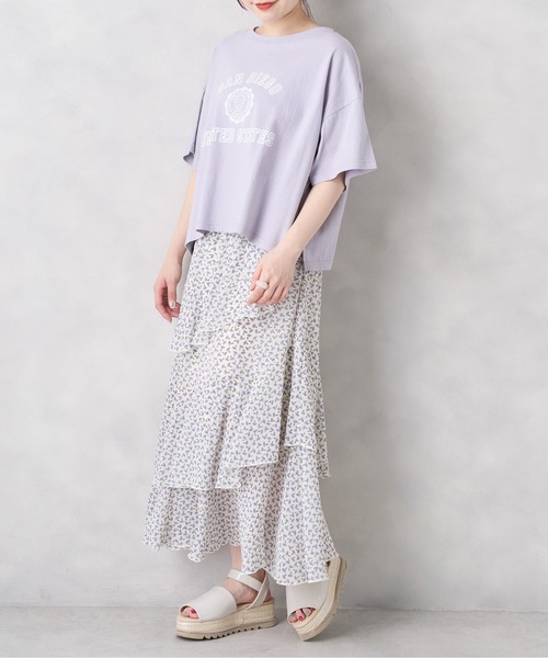 OLIVE des OLIVE（オリーブデオリーブ）の「ゆれカワティアードスカート（スカート・レディース・オフホワイト/ラベンダー/ブラック×パープル・FREE）」の17枚目の写真