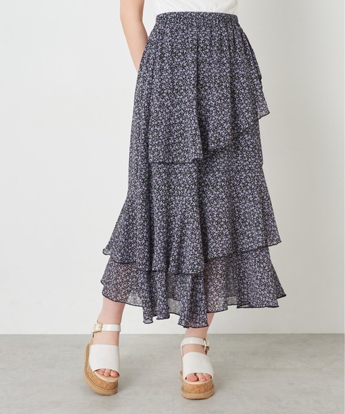 OLIVE des OLIVE（オリーブデオリーブ）の「ゆれカワティアードスカート（スカート・レディース・オフホワイト/ラベンダー/ブラック×パープル・FREE）」の8枚目の写真