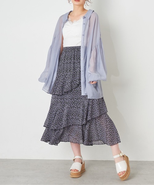 OLIVE des OLIVE（オリーブデオリーブ）の「ゆれカワティアードスカート（スカート・レディース・オフホワイト/ラベンダー/ブラック×パープル・FREE）」の14枚目の写真