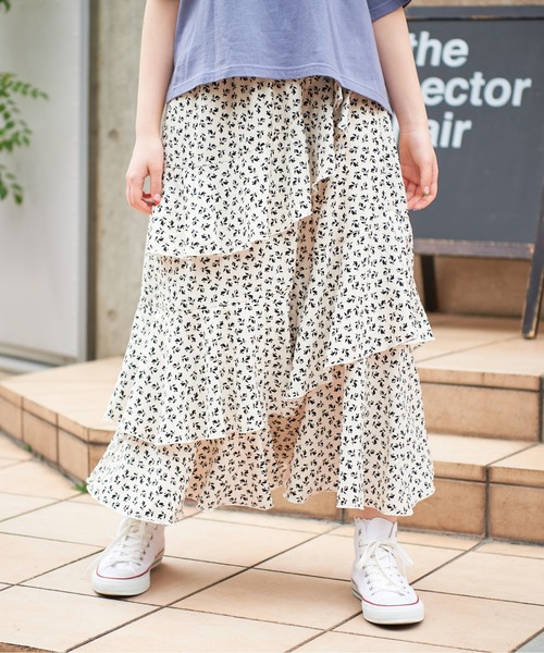 OLIVE des OLIVE（オリーブデオリーブ）の「ゆれカワティアードスカート（スカート・レディース・オフホワイト/ラベンダー/ブラック×パープル・FREE）」の18枚目の写真