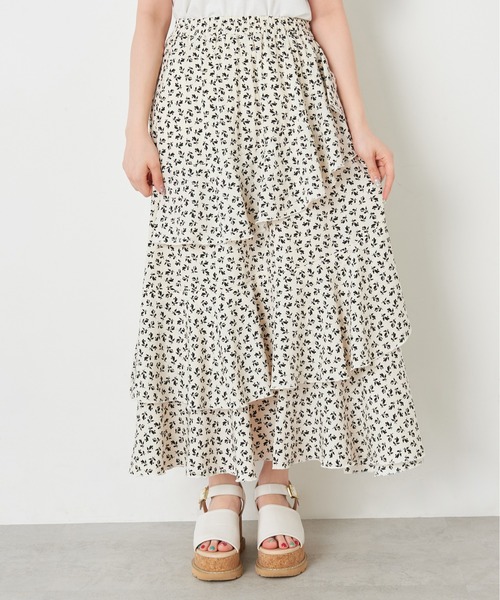 OLIVE des OLIVE（オリーブデオリーブ）の「ゆれカワティアードスカート（スカート・レディース・オフホワイト/ラベンダー/ブラック×パープル・FREE）」の6枚目の写真