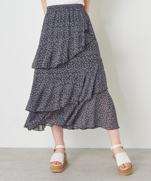 OLIVE des OLIVE（オリーブデオリーブ）の「ゆれカワティアードスカート（スカート・レディース・オフホワイト/ラベンダー/ブラック×パープル・FREE）」の5枚目の写真