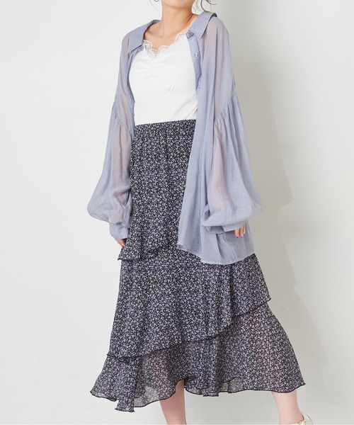 OLIVE des OLIVE（オリーブデオリーブ）の「ゆれカワティアードスカート（スカート・レディース・オフホワイト/ラベンダー/ブラック×パープル・FREE）」の12枚目の写真