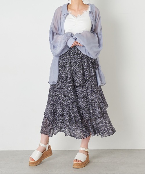 OLIVE des OLIVE（オリーブデオリーブ）の「ゆれカワティアードスカート（スカート・レディース・オフホワイト/ラベンダー/ブラック×パープル・FREE）」の22枚目の写真