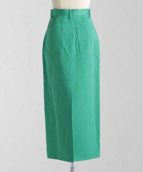 LOEFF（ロエフ）の「＜LOEFF（ロエフ）＞ C/L カラーデニム タイトスカート（デニムスカート・レディース・ホワイト/ケリー・0/1）」の4枚目の写真