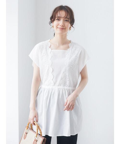 Sugar spoon（シュガースプーン）の「・SUGAR SPOON スカラップレースチュニック＊（Tシャツ/カットソー・レディース・ラベンダー/ブラック/ピンク/オフホワイト・FREE）」の5枚目の写真