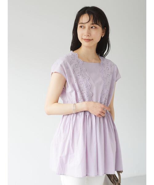 Sugar spoon（シュガースプーン）の「・SUGAR SPOON スカラップレースチュニック＊（Tシャツ/カットソー・レディース・ラベンダー/ブラック/ピンク/オフホワイト・FREE）」の8枚目の写真