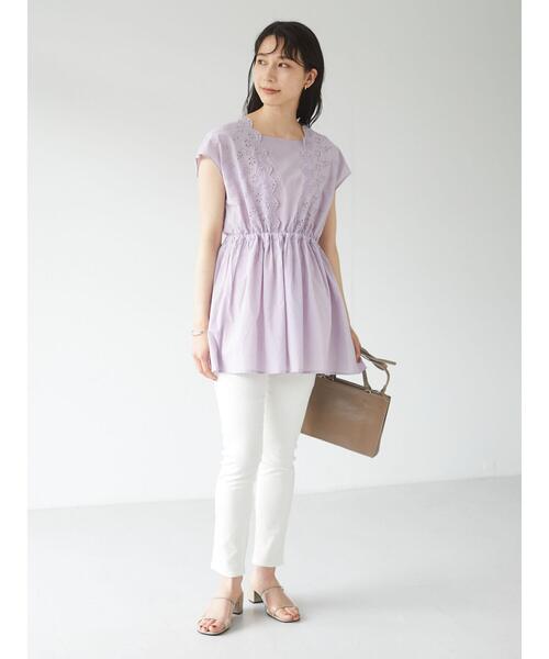 Sugar spoon（シュガースプーン）の「・SUGAR SPOON スカラップレースチュニック＊（Tシャツ/カットソー・レディース・ラベンダー/ブラック/ピンク/オフホワイト・FREE）」の11枚目の写真