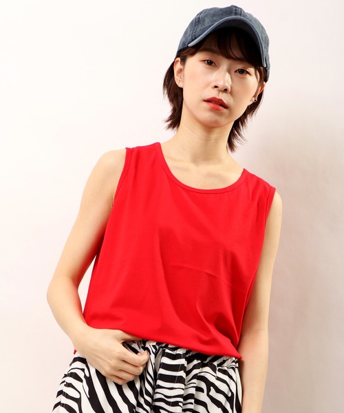 FUNALIVE（ファンアライブ）の「je crois soi 接触冷感UVカット加工 ノースリーブカットソー（Tシャツ/カットソー・レディース・オフホワイト/ブラック/ブルー/レッド/オレンジ/グレー・FREE）」の5枚目の写真