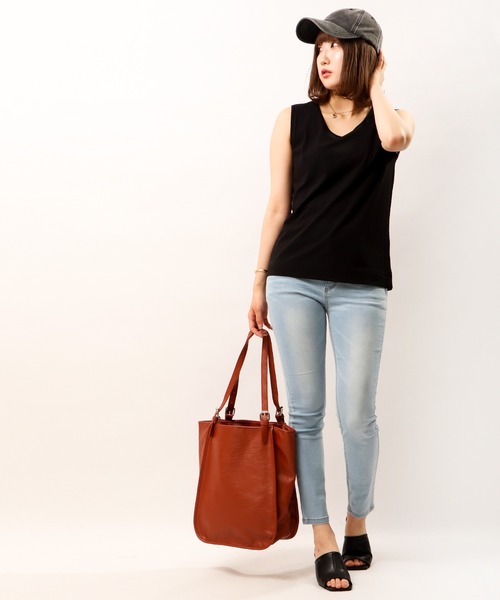 FUNALIVE（ファンアライブ）の「je crois soi 接触冷感UVカット加工 ノースリーブカットソー（Tシャツ/カットソー・レディース・オフホワイト/ブラック/ブルー/レッド/オレンジ/グレー・FREE）」の15枚目の写真