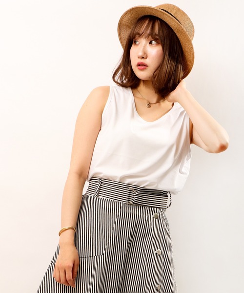 FUNALIVE（ファンアライブ）の「je crois soi 接触冷感UVカット加工 ノースリーブカットソー（Tシャツ/カットソー・レディース・オフホワイト/ブラック/ブルー/レッド/オレンジ/グレー・FREE）」の9枚目の写真