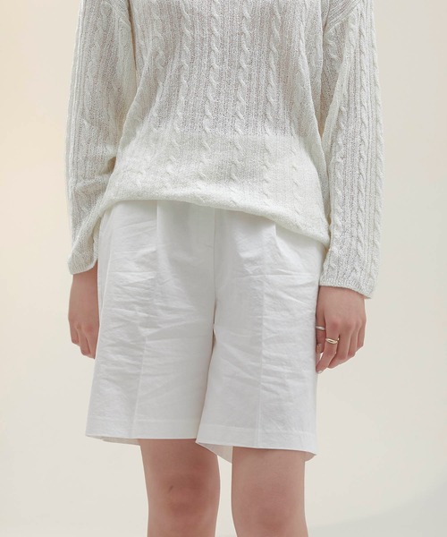 Mayree（メイリー）の「【Korea Select】タックワイドハーフパンツ（チノパンツ・レディース・レンガ/ライトベージュ/ホワイト・FREE）」の11枚目の写真