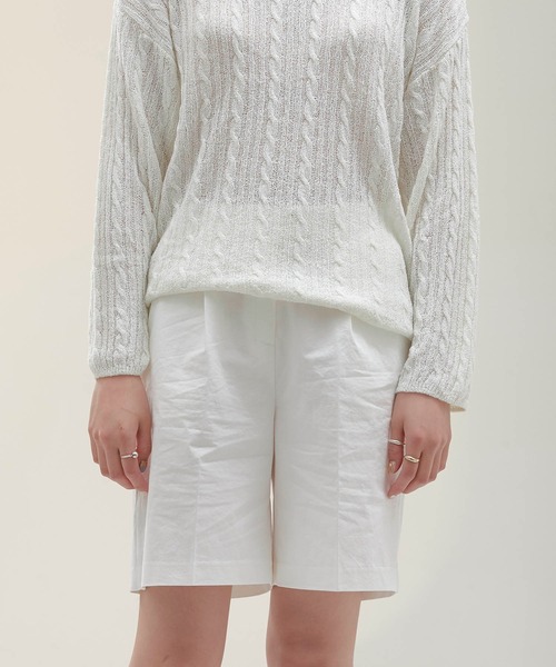 Mayree（メイリー）の「【Korea Select】タックワイドハーフパンツ（チノパンツ・レディース・レンガ/ライトベージュ/ホワイト・FREE）」の12枚目の写真