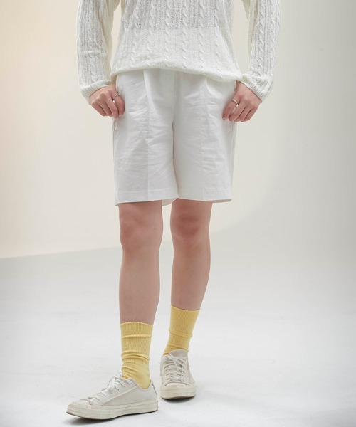 Mayree（メイリー）の「【Korea Select】タックワイドハーフパンツ（チノパンツ・レディース・レンガ/ライトベージュ/ホワイト・FREE）」の14枚目の写真