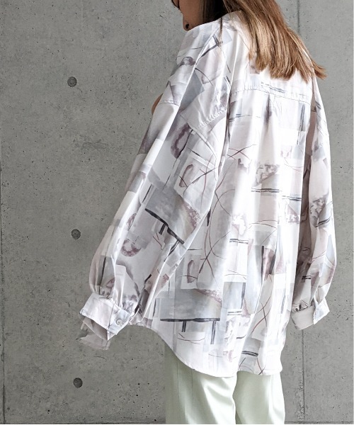 Per sist ence（パーシエンス）の「Per sist ence/パーシエンス　ノーカラーオーバーサイズシャツ（シャツ/ブラウス・レディース・グレー/パープル・FREE）」の20枚目の写真