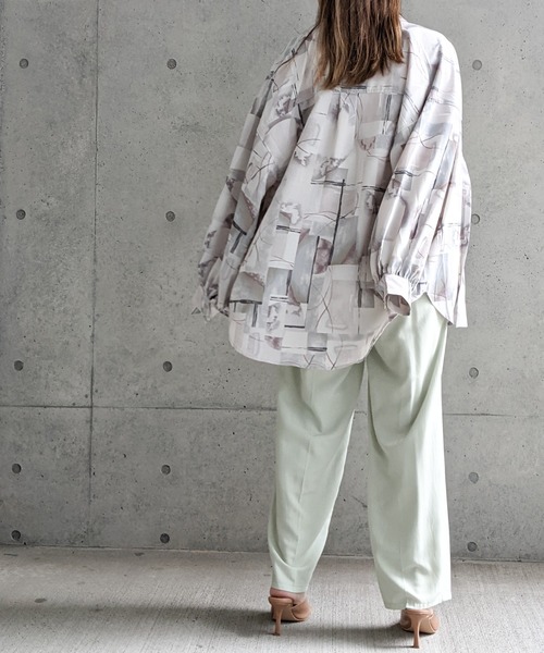 Per sist ence（パーシエンス）の「Per sist ence/パーシエンス　ノーカラーオーバーサイズシャツ（シャツ/ブラウス・レディース・グレー/パープル・FREE）」の16枚目の写真