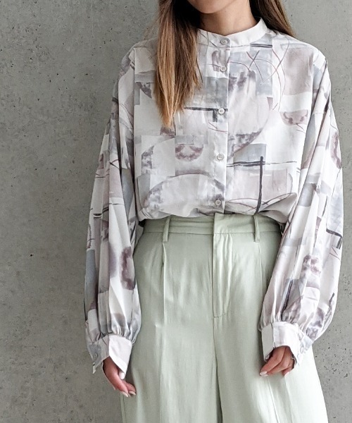 Per sist ence（パーシエンス）の「Per sist ence/パーシエンス　ノーカラーオーバーサイズシャツ（シャツ/ブラウス・レディース・グレー/パープル・FREE）」の14枚目の写真