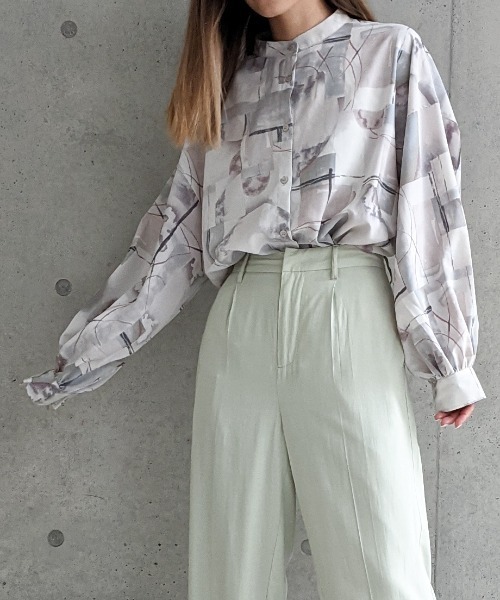 Per sist ence（パーシエンス）の「Per sist ence/パーシエンス　ノーカラーオーバーサイズシャツ（シャツ/ブラウス・レディース・グレー/パープル・FREE）」の11枚目の写真